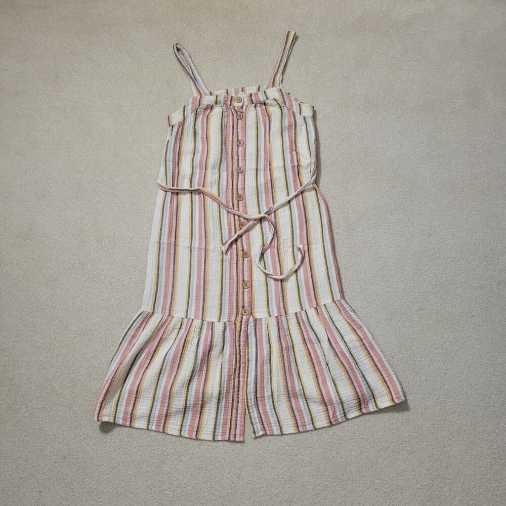 Springfield Women's 100% Cotton Button Down Flounce Hem Midi Dress, Size 4